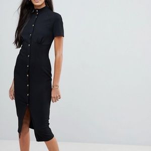 ASOS TALL CORSET DRESS W/ HIGH NECK AND POPPER